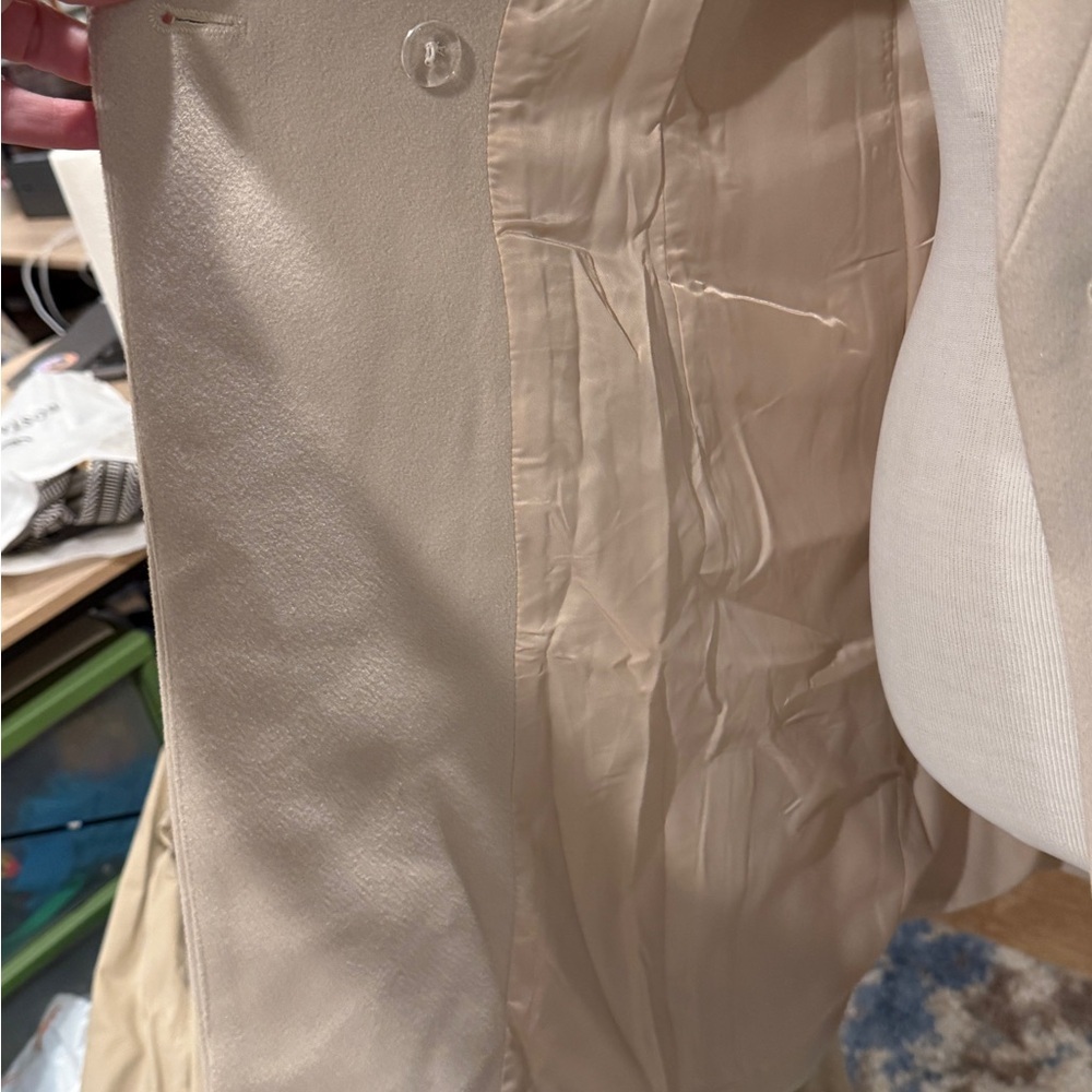 NEW Allegra K Cream Double-Breasted Pea Coat with Lapel Collar - Size XS - Picture 5 of 5